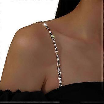 Rhinestones Bras Straps Crystal Shoulder Strap Chain for Festival,Underwear,Bridal Wedding Dress Lingerie Accessories Multicolor