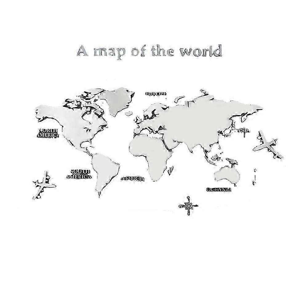 World Map Wall Stickers 3D Acrylic Mirror Sticker Three-Dimensional