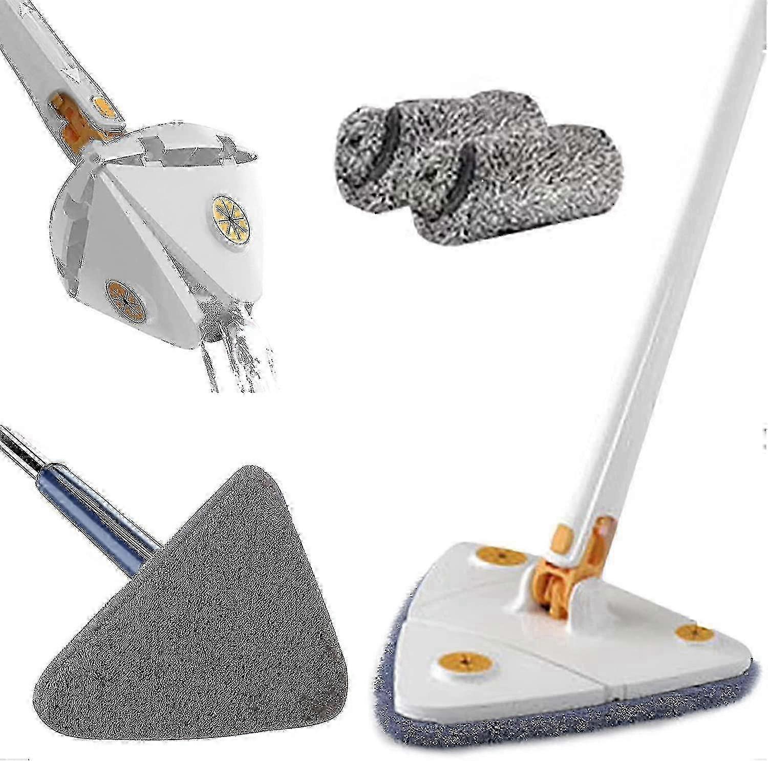 360 Rotatable Adjustable Cleaning Mop Long Handle Triangular Mop Reusable Spin Mop Stainless Steel Handle Mop