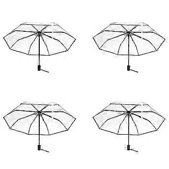 4er-Pack transparente, automatische Regenschirme für Damen und Herren – Sonnen- und Regenschutz, kompakt, transparent mit schwarzem Rand