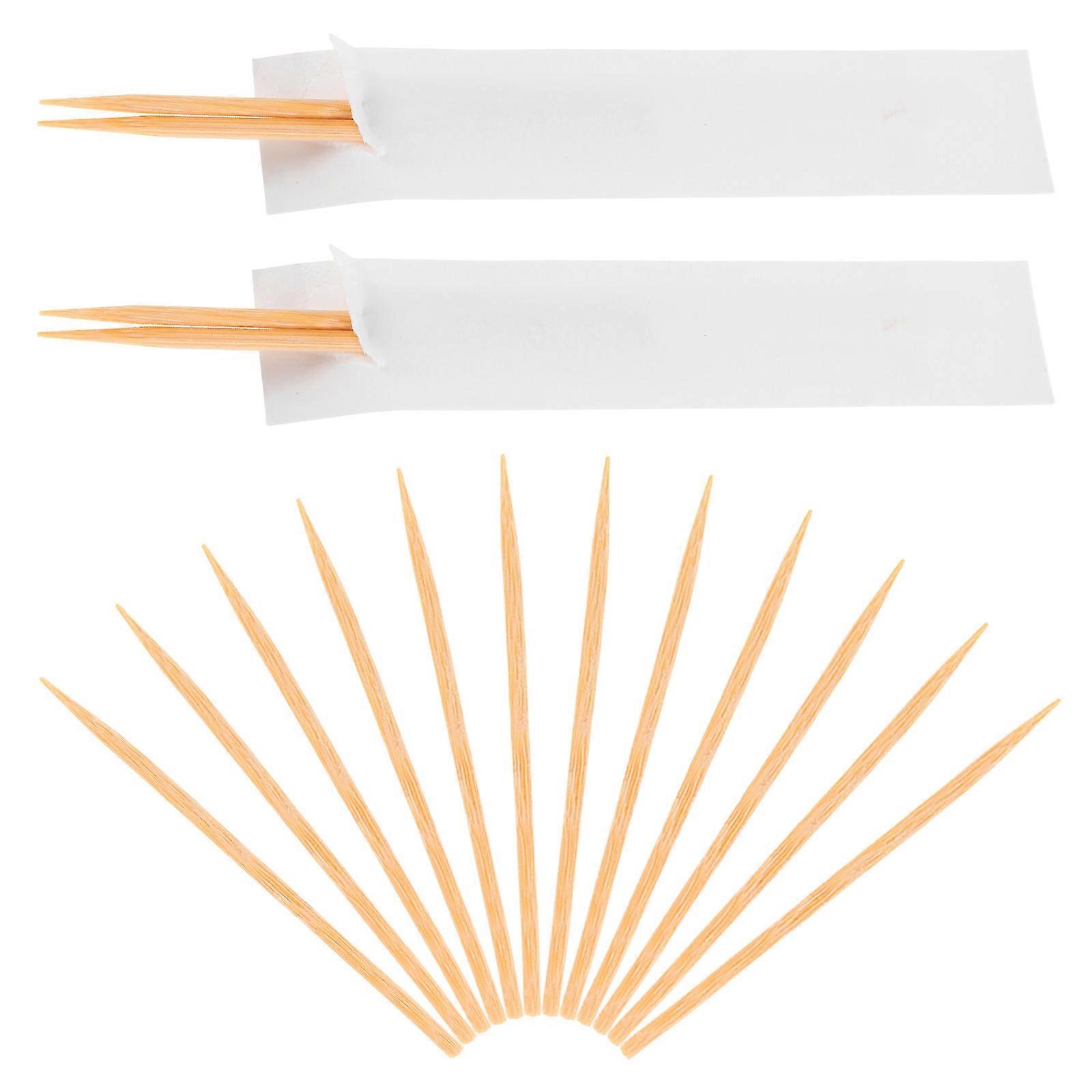 Bamboo Toothpicks for Hotel Use with Individually Wrapped 4 Boxes