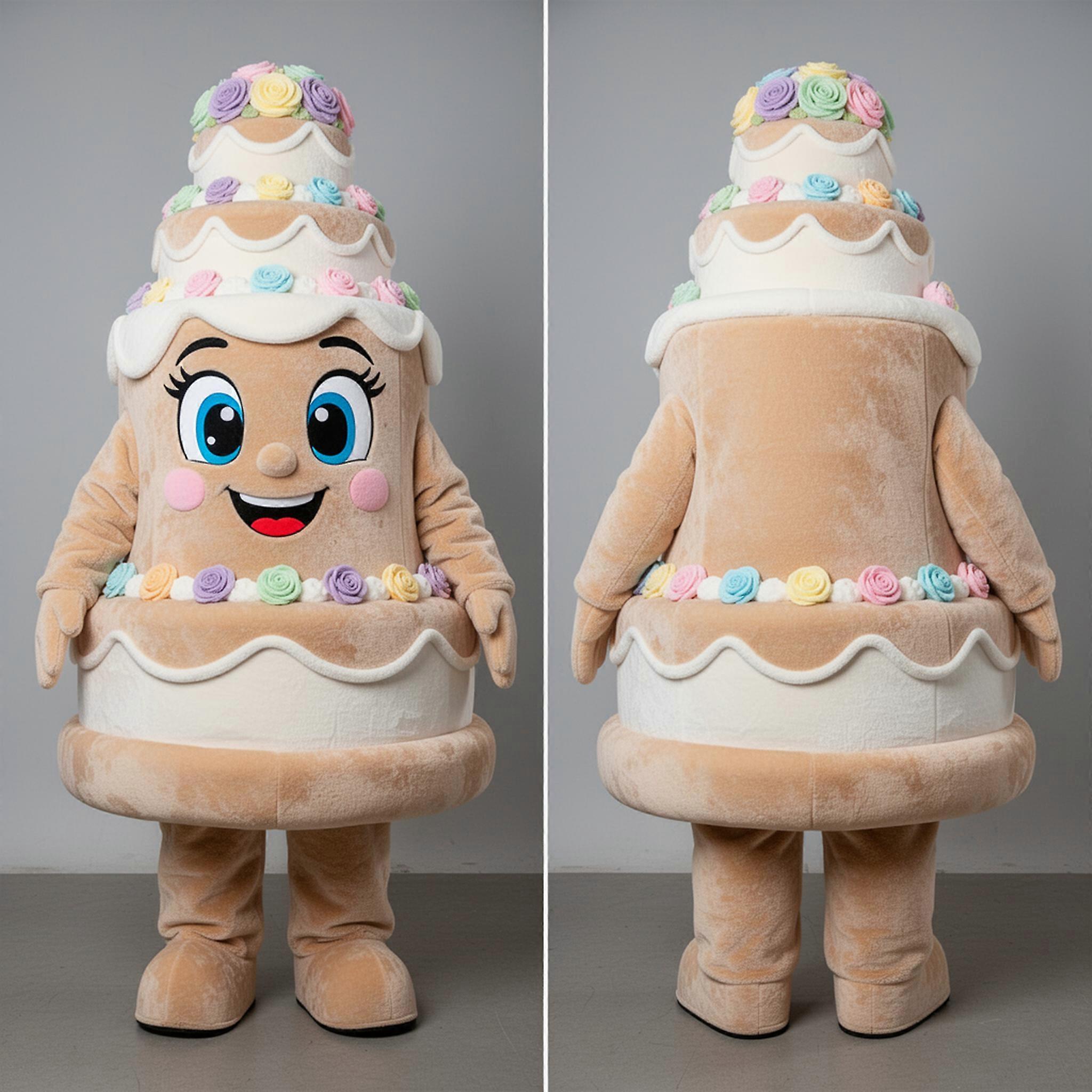 MASTICOT Tan Velvety Layered Wedding Cake Mascot