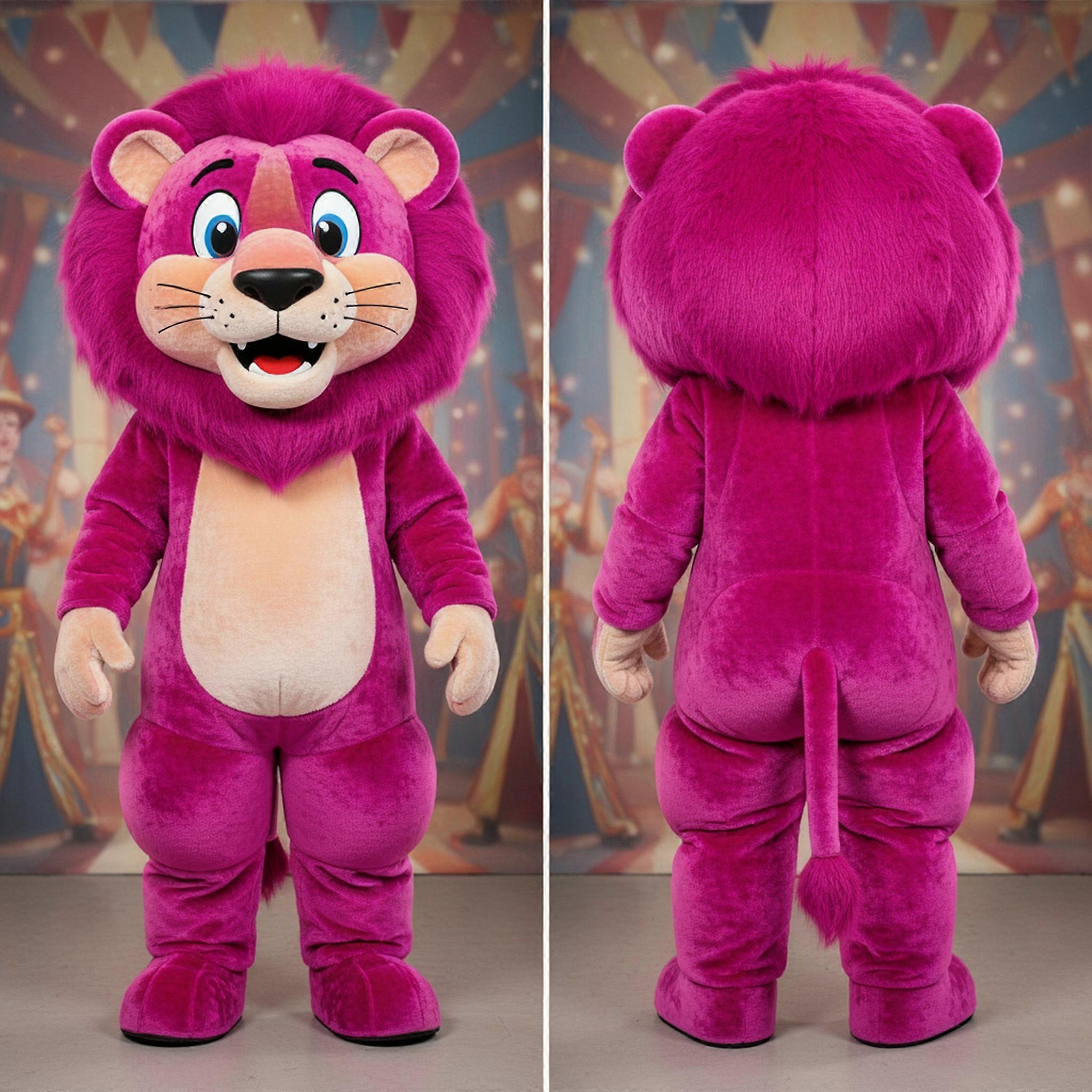MASTICOT Magenta Broad Shouldered Lion Mascot