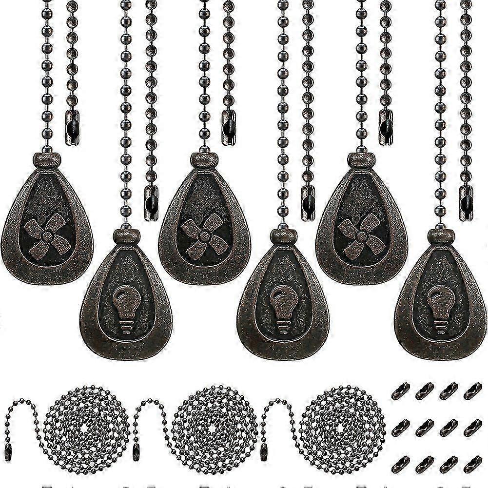 6 Ceiling Fan Pull Chain Set Including Decorative Fan Pull Chain Pendant,Fans Pulls Chains Extension,Connectors