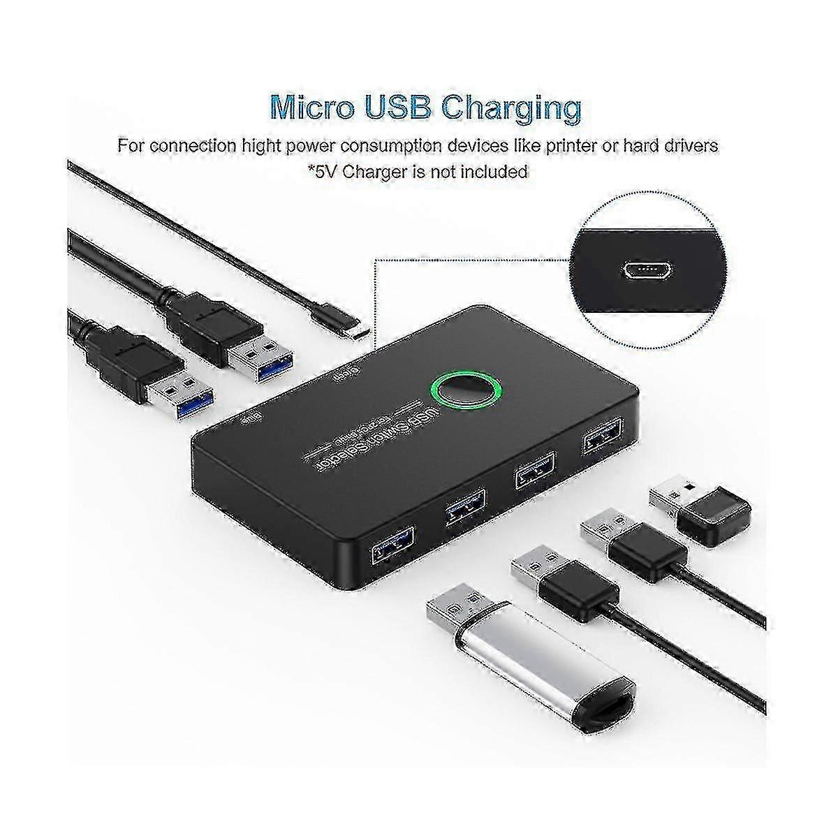 Usb Kvm Switch Usb 3.0 Kvm Usb Switcher For Keyboard Mouse Printer Mi Box 2pc Port Sharing 4pcs Dev