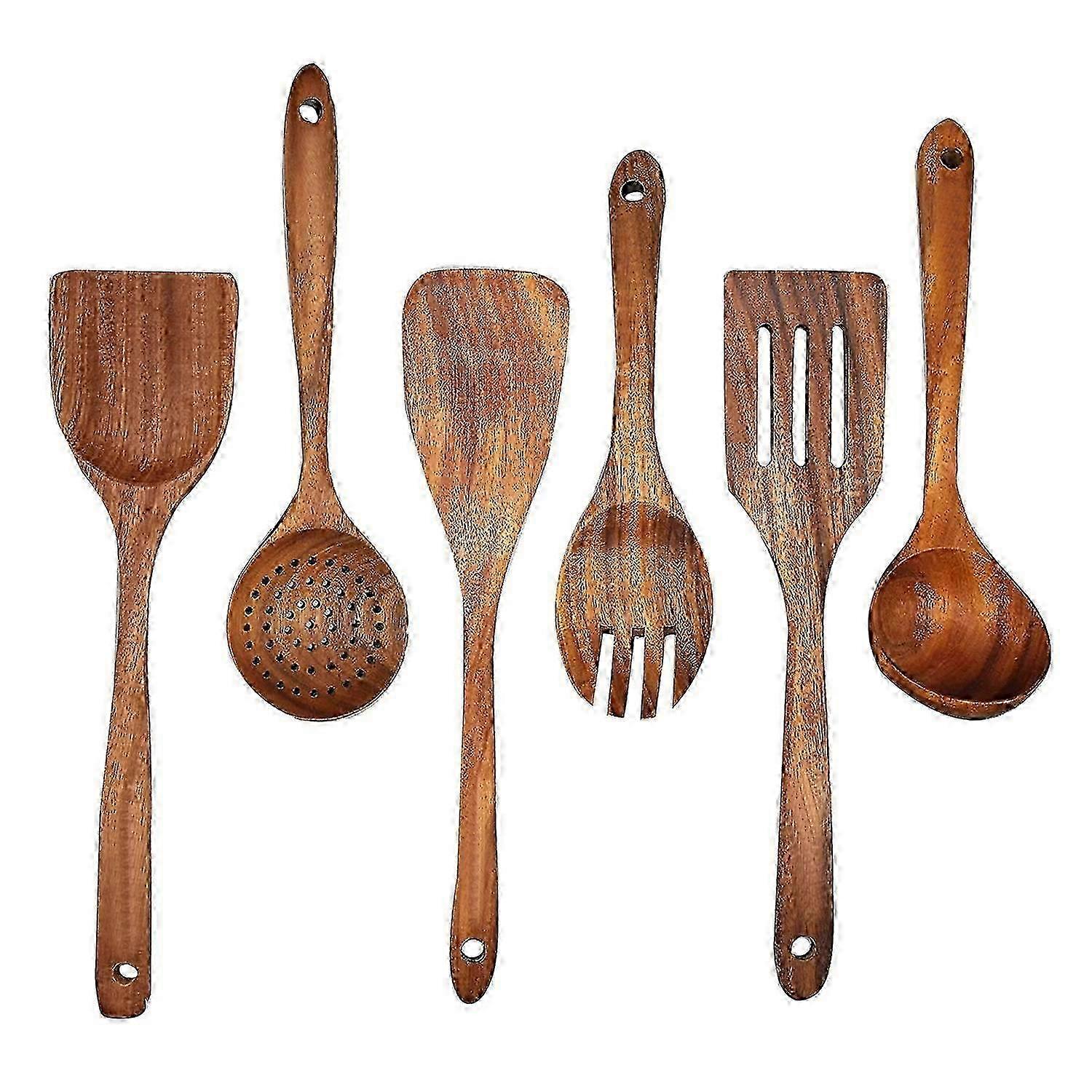 Solid Teak 6-Piece Kitchen Utensils