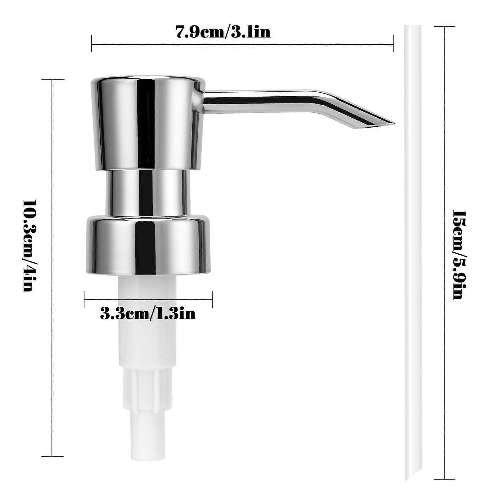 Soap Dispenser Pump Replacement 2 Pack, 28/400 Thread Rustproof Silver Lotion Pump for Kitchen and Bathroom Bottles