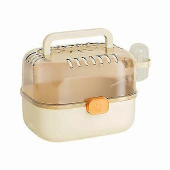 Portable Hamster Carrier Cage Small Animal Travel Cage with Water Bottle Outdoor Pet Carrying Box Yellow_bb