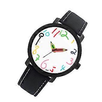 Wristwatch For Kids Unisex Childrens Watch Christmas Birthday Present Fashion Printed Cartoon Design White Dial Black Band 1PC