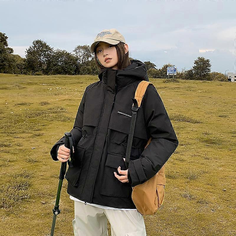 Solid Color Hooded Thick Warm Loose Jacket