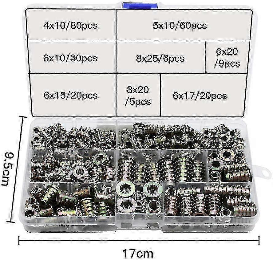 230 Pieces Zinc Alloy Hex Threaded Insert Nuts Threaded Inserts