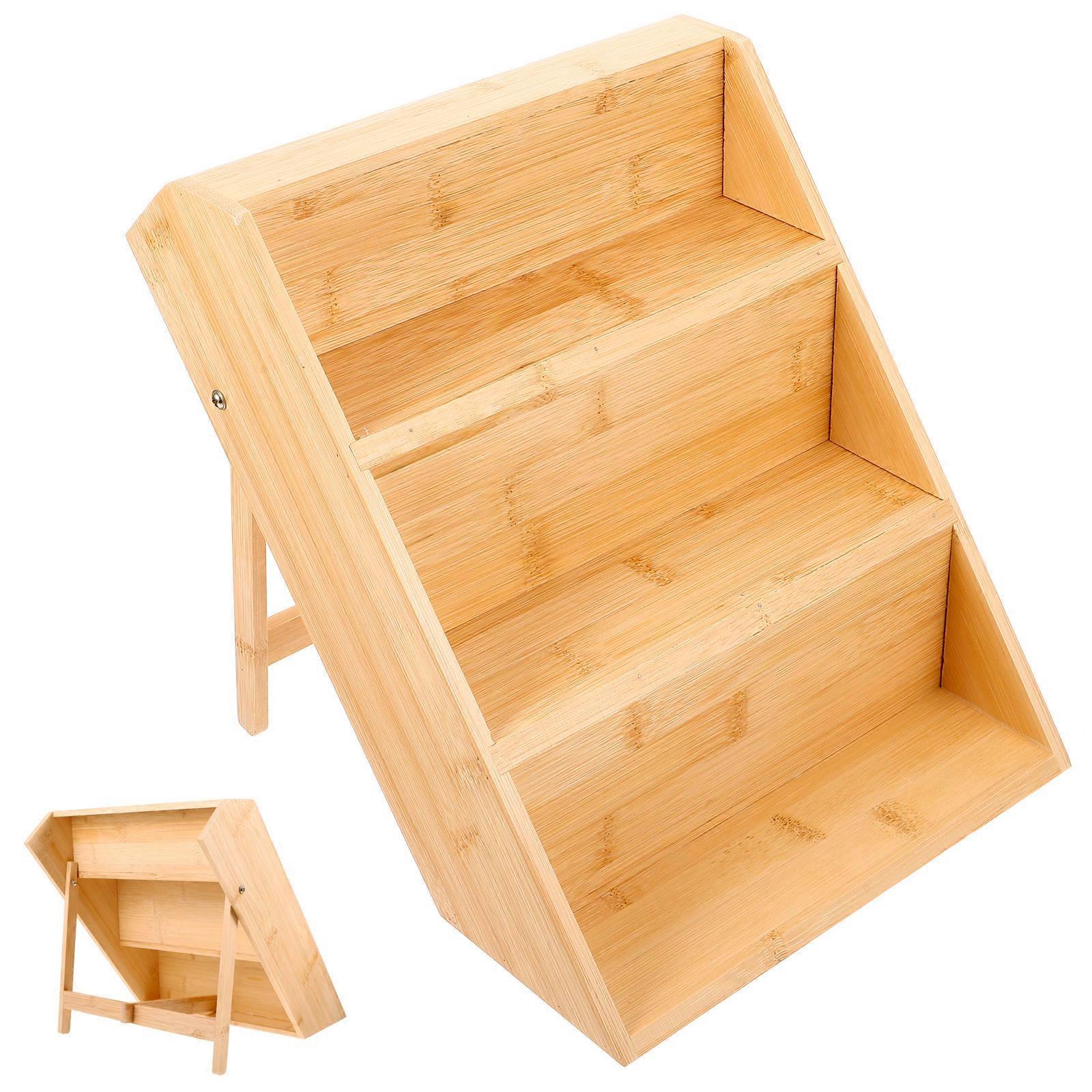 Tiered Spice Rack Bamboo Multi-Function Holder for Kitchen 2Pcs