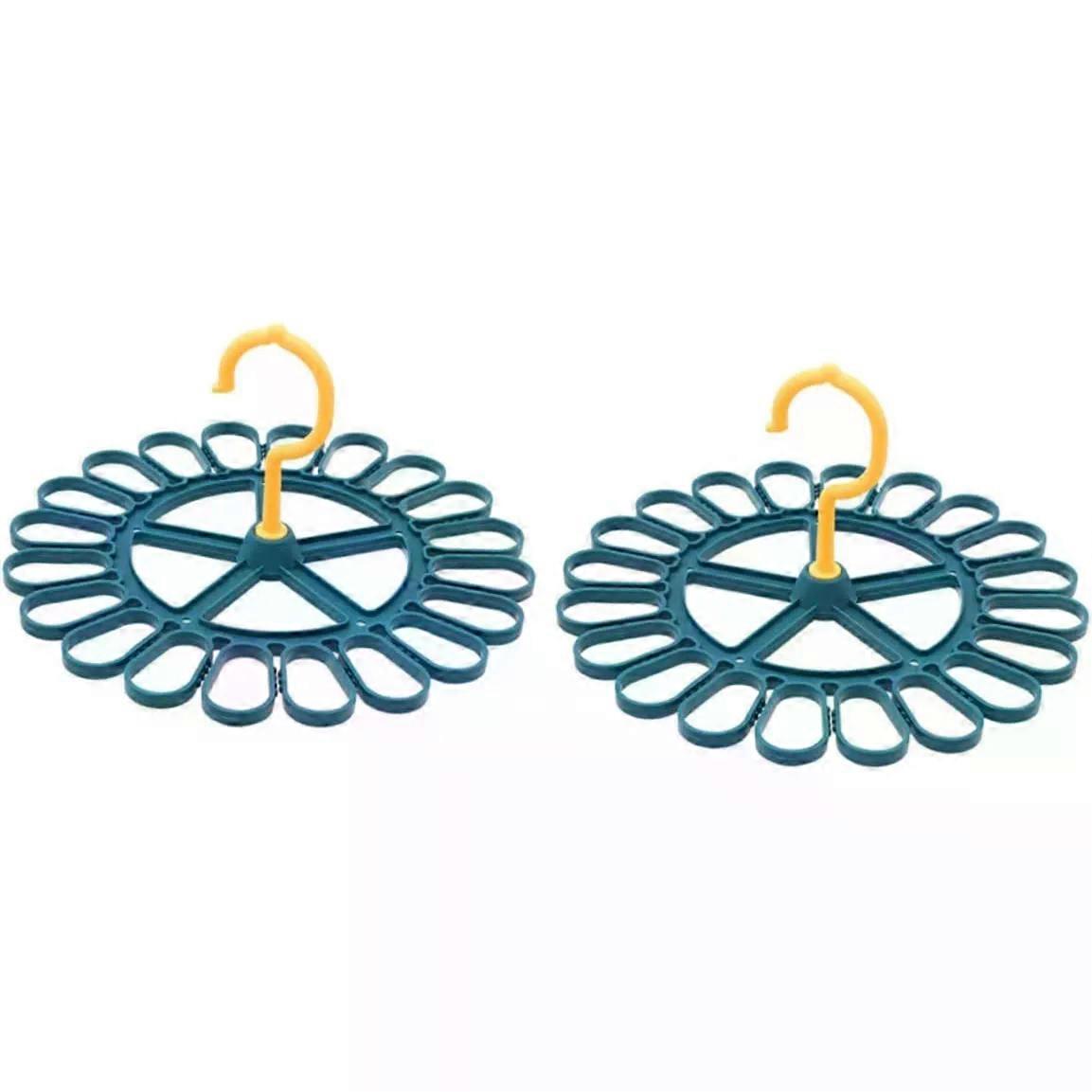 2pcs Multi Purpose Socks Hanger PP Rotating Drying Rack Blue