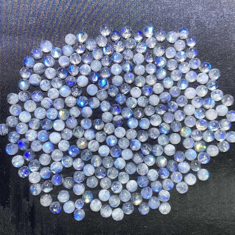 5pcs Rainbow Moonstone Cabochons Half Round 4mm