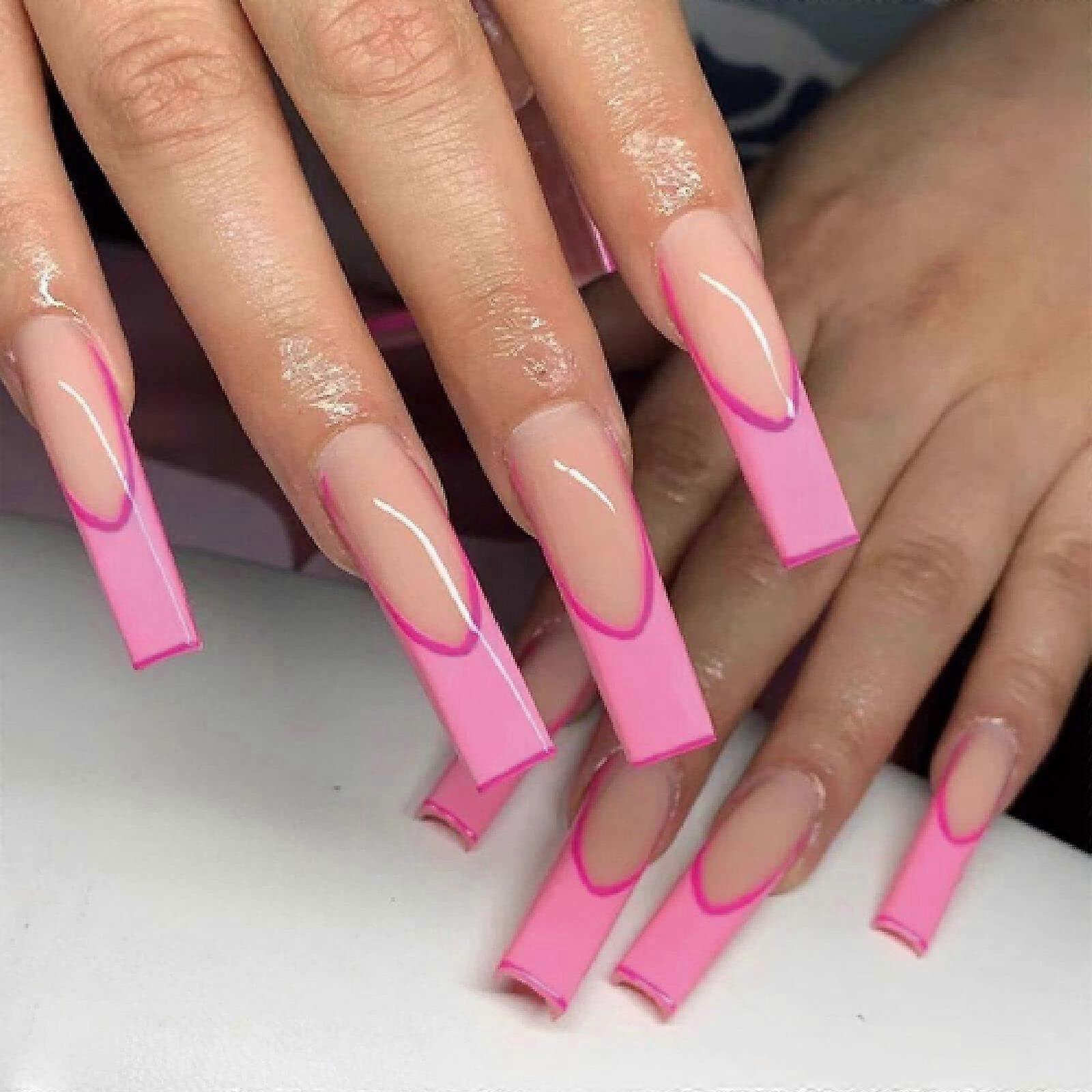 Long Coffin White Press On Nails