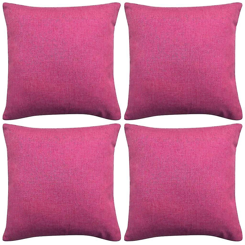 Cushion Covers 4 Pcs Linen-look Pink 50x50 Cm