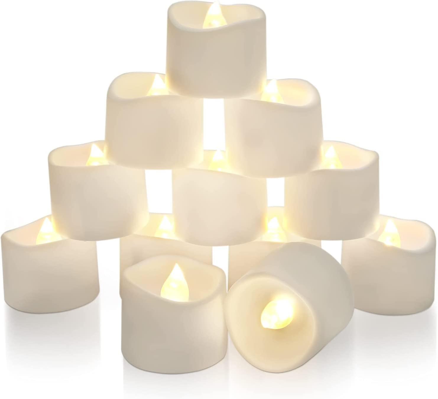 12 Pcs Battery Tea Lights With Timer, 6 Hours On And 18 Hours Off In 24 Hours
