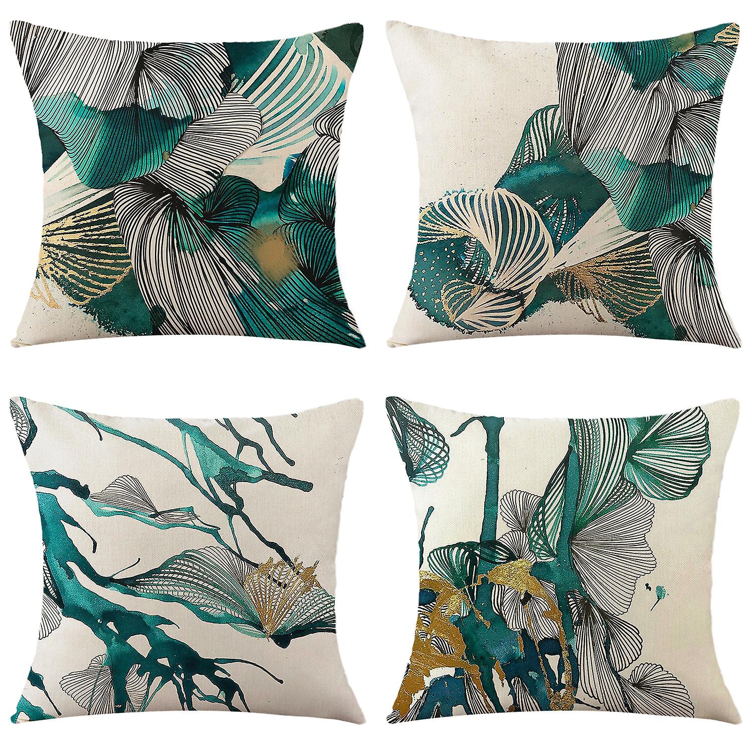 Set of 4 pretty cushion covers,45 x 45 cm-Soft-Decorative-decoration for sofa chair and bedroom -cute plants pattern