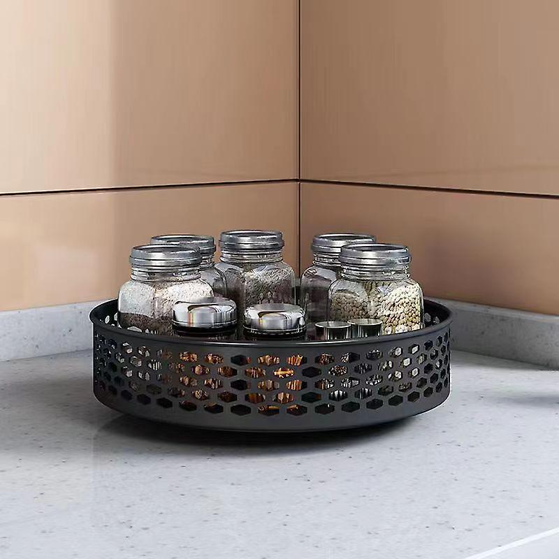 360° Rotating Spice Rack Organizer Spice Rack Black Rotating Spice Holder Rotatable Spice Rack Spice Rack Stand Shelves Worktop Organizer Vanity Tray