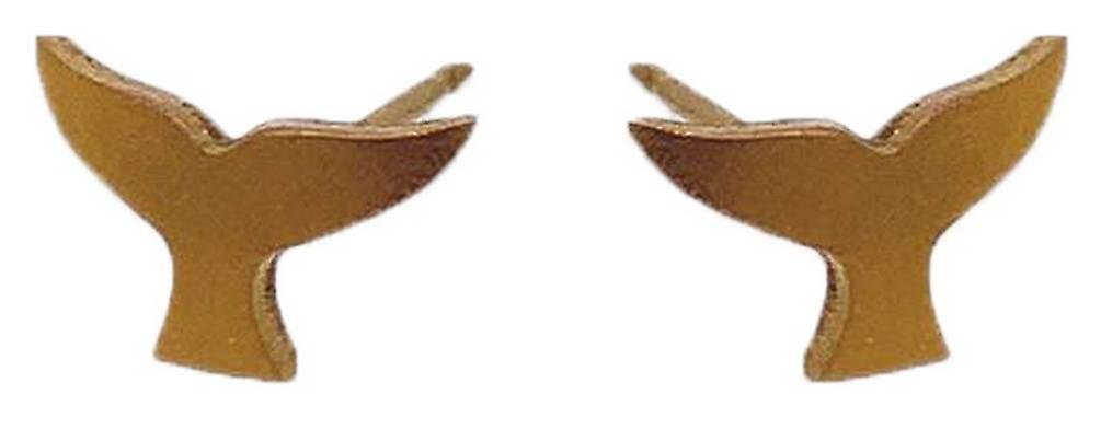 Ti2 Titanium Whale Tail 9mm Stud Earrings - Tan