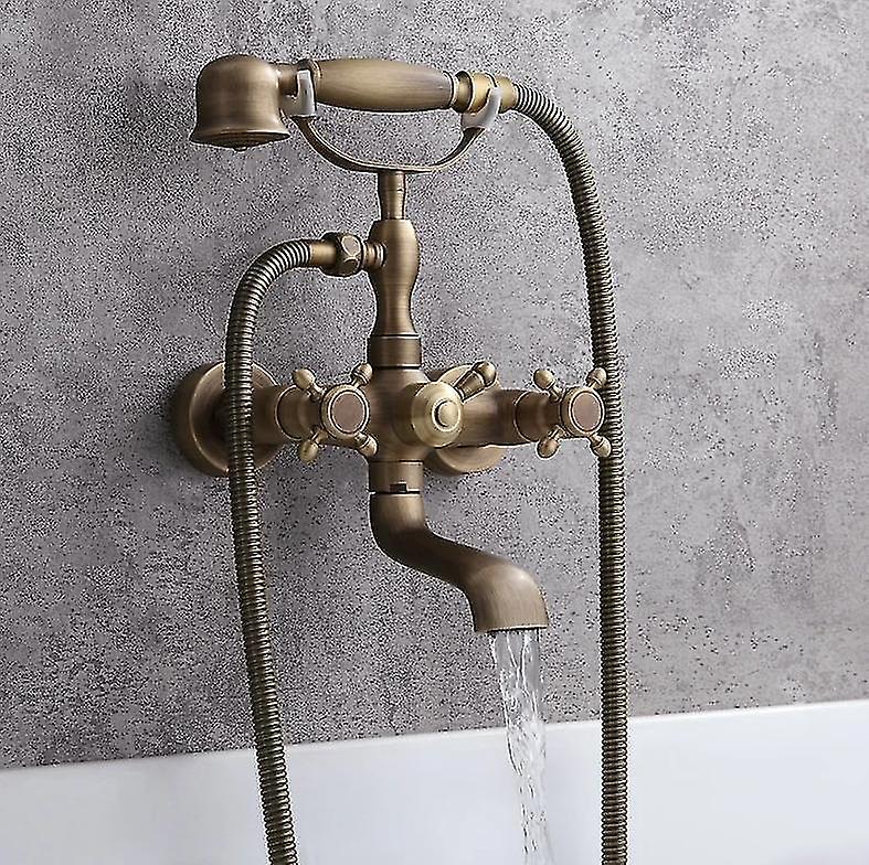 تشيستر كلاسيك ستايل العتيقة النحاس جدار جبل Clawfoot حمام حشو الحنفية مع دش اليد