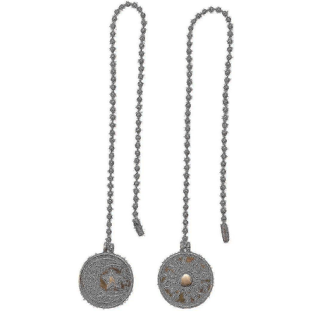 2pcs Ceiling Fan Pull Chain Set Sun & Moon Pattern Pull Chains Extension Copper Beaded Ball Fan Pul