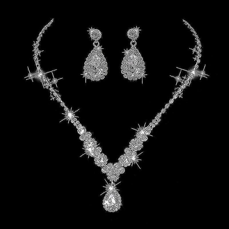 משלוח חינם OL דמעה שרשרת תליון עגילים סטים של תכשיטים כלה חתונה אירוסין מסיבת קישוטים