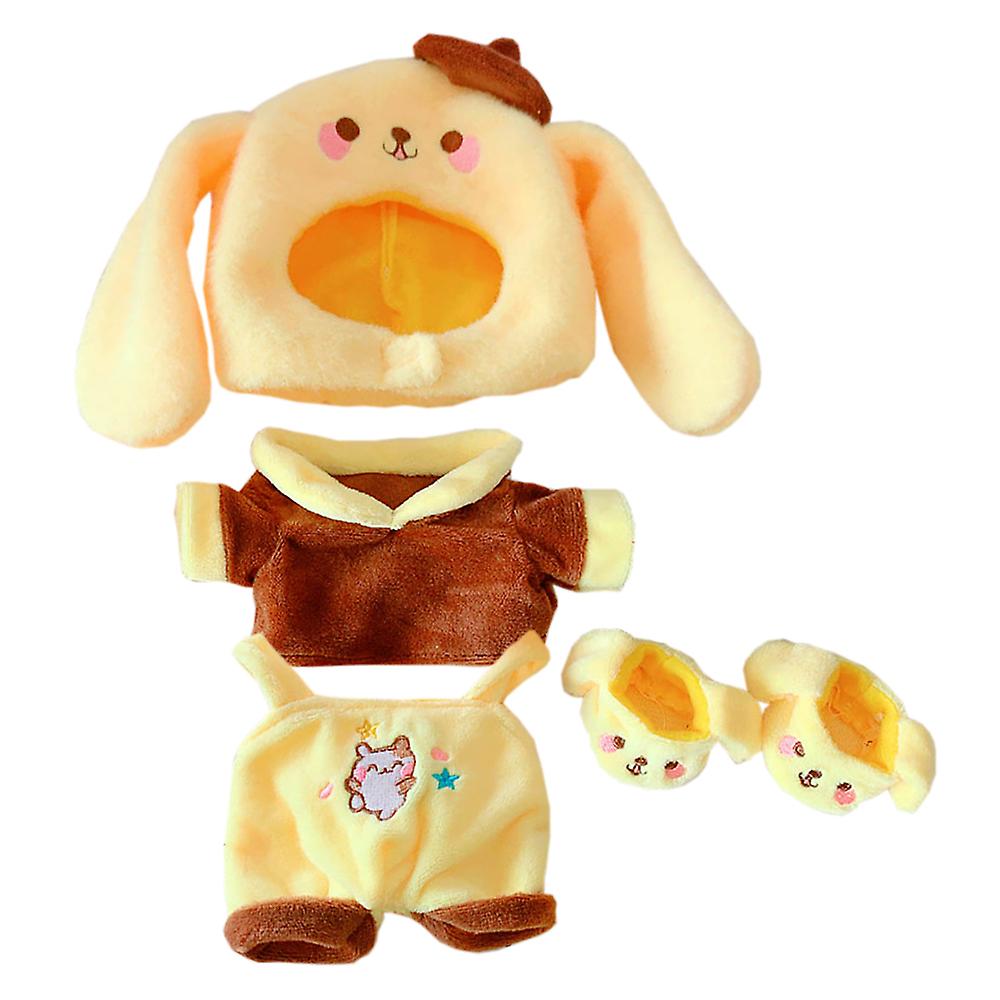 Yellow Dog Suit Hat Jacket Overalls Shoes 8in/20cm Plush Doll Clothes