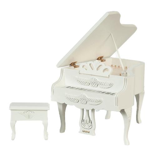 娃娃屋白雕钢琴带凳子微型音乐室家具 1:12