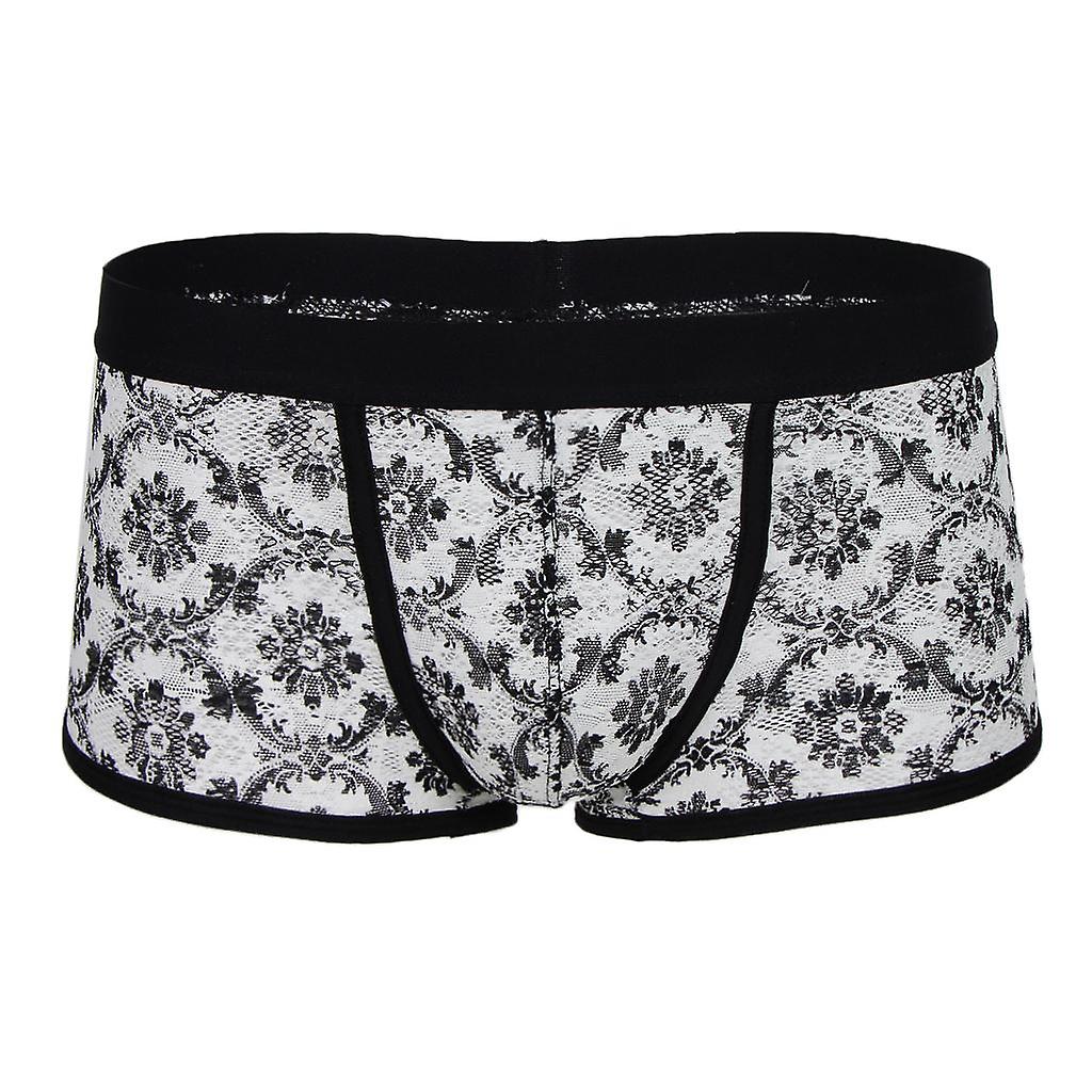 Herr Blommigt tryck Sheer Spets Boxershorts Underkläder Underbyxor M Färgglad pion