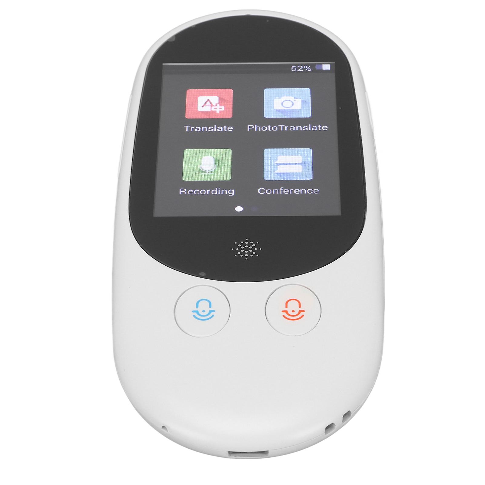 Language Translator Device 2.4in Touch Screen Real Time Two Way Translation Portable Intelligent Voice Translator White 