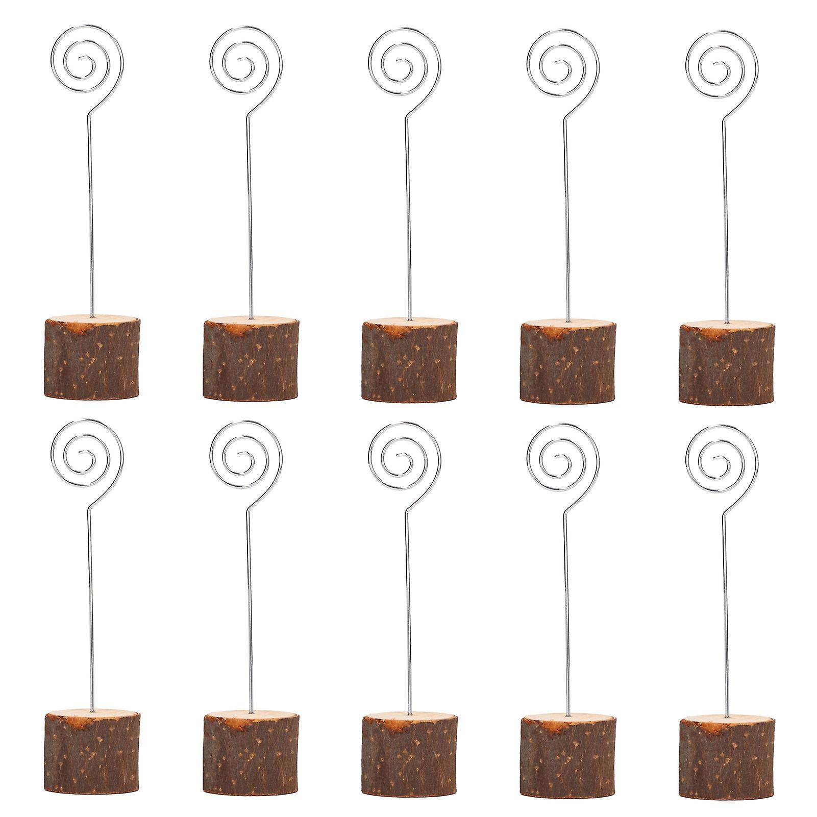 10pcs Place Card Holders with Wooden Base Simple Secure Fix Table Number Holders for Office Party Anniversary Decoration