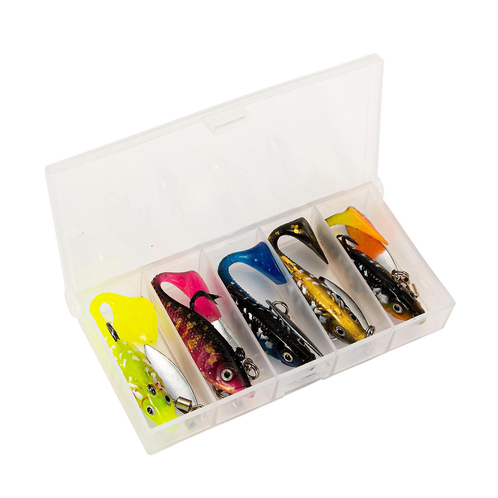 5Pcs Paddle Tail Soft Baits Fishing Lures Kit Mini for Trout Walleye Redfish