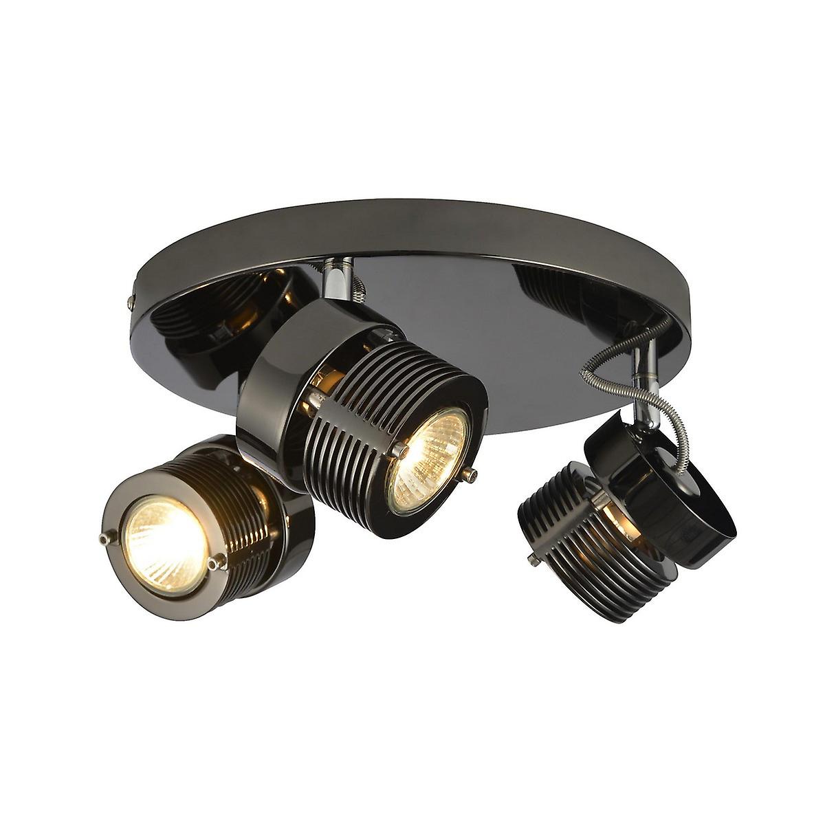 Pedro 3 Light Ceiling Spotlight Clusters Black Chrome