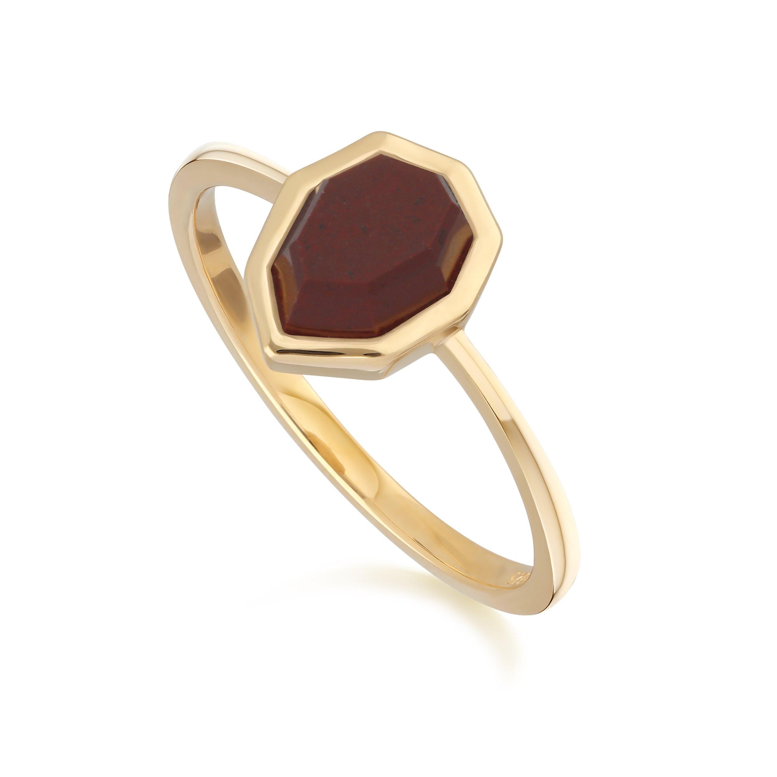Irregular B Gem Red Jasper Ring in Gold Plated Sterling Silver 271R025404925