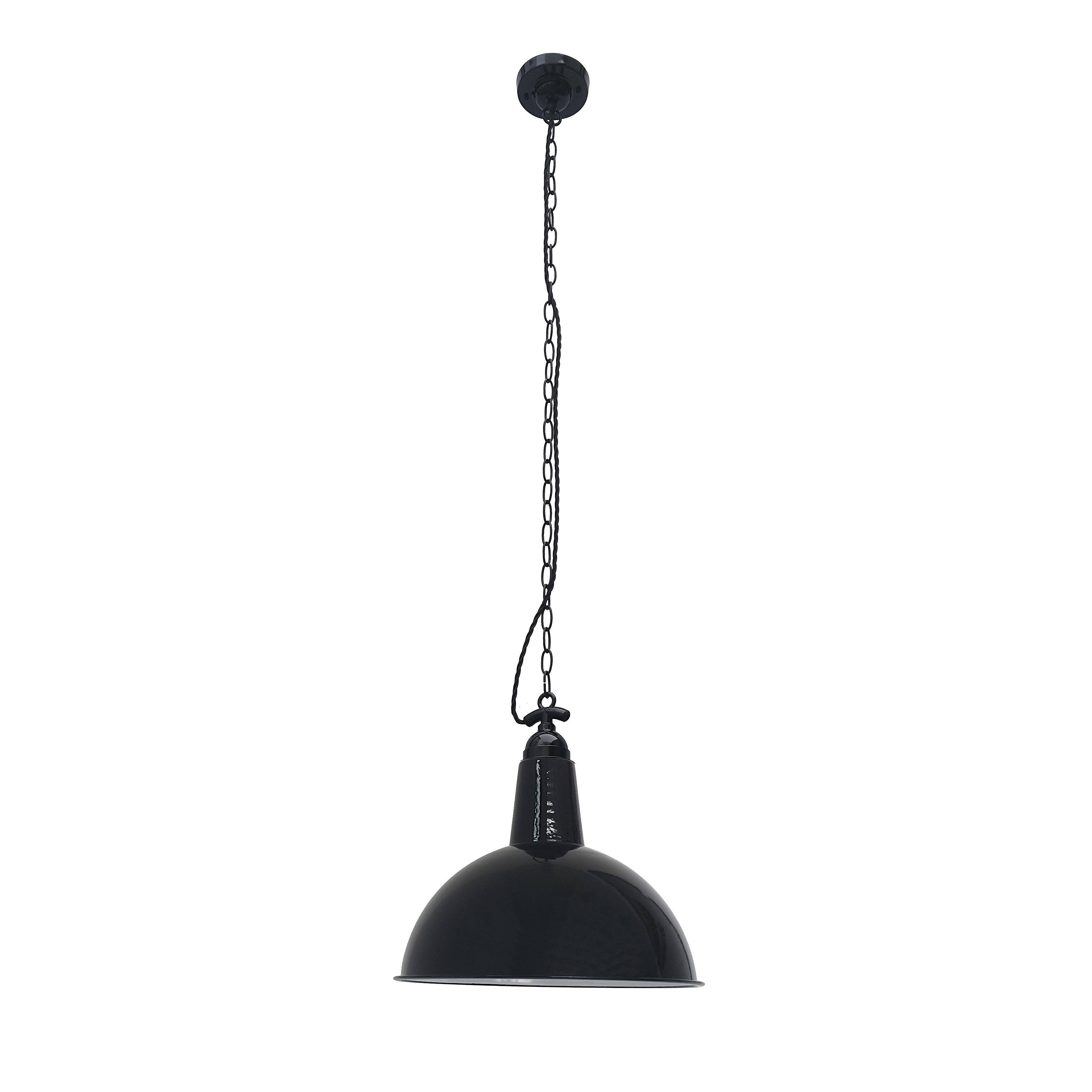 Lou 1 Light Dome Ceiling Pendant Black, E27