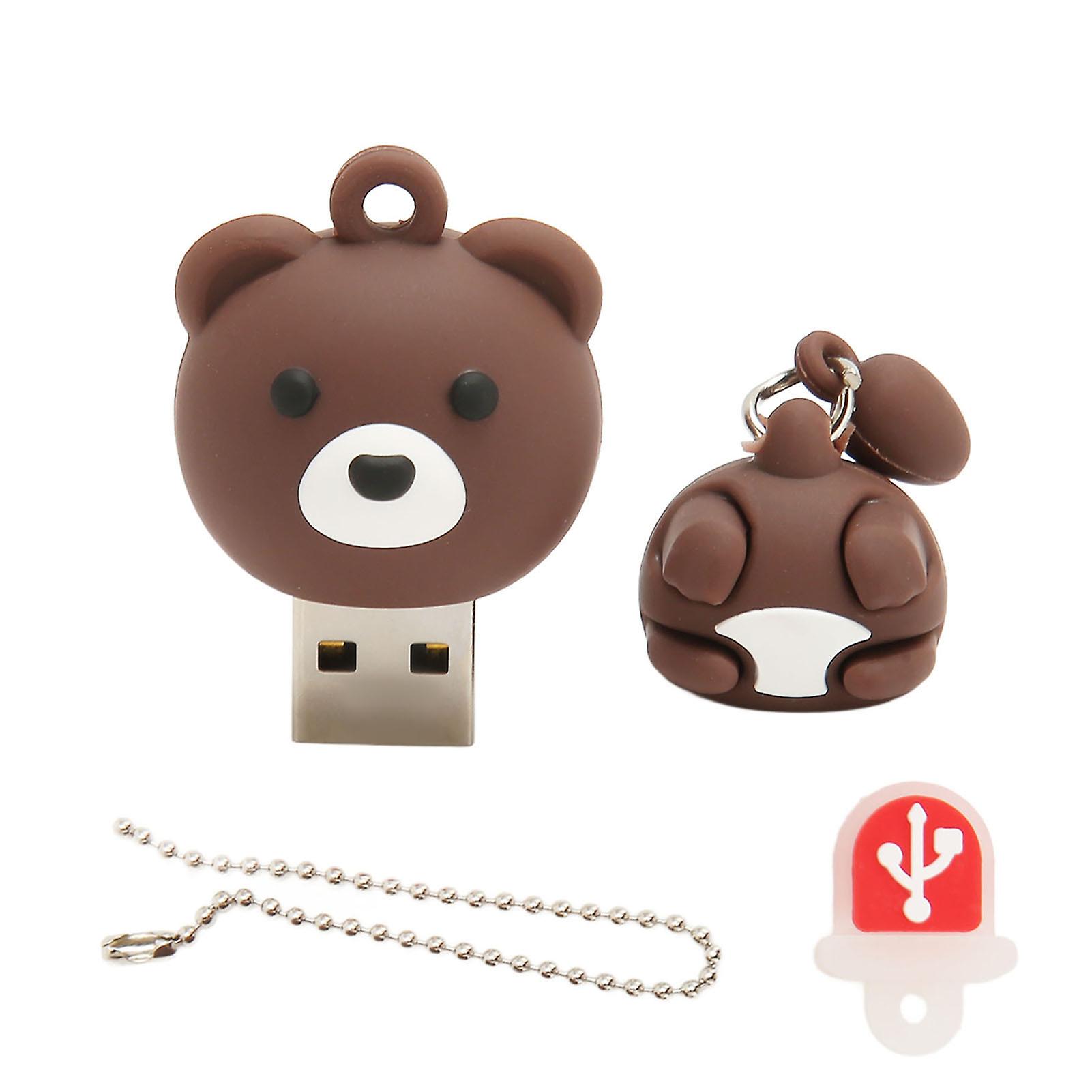 USB 2.0 U Disk 64GB Ultra Stable Hot-Swappable Cute Bear Pattern Flash Drive for Mobile Phone PC