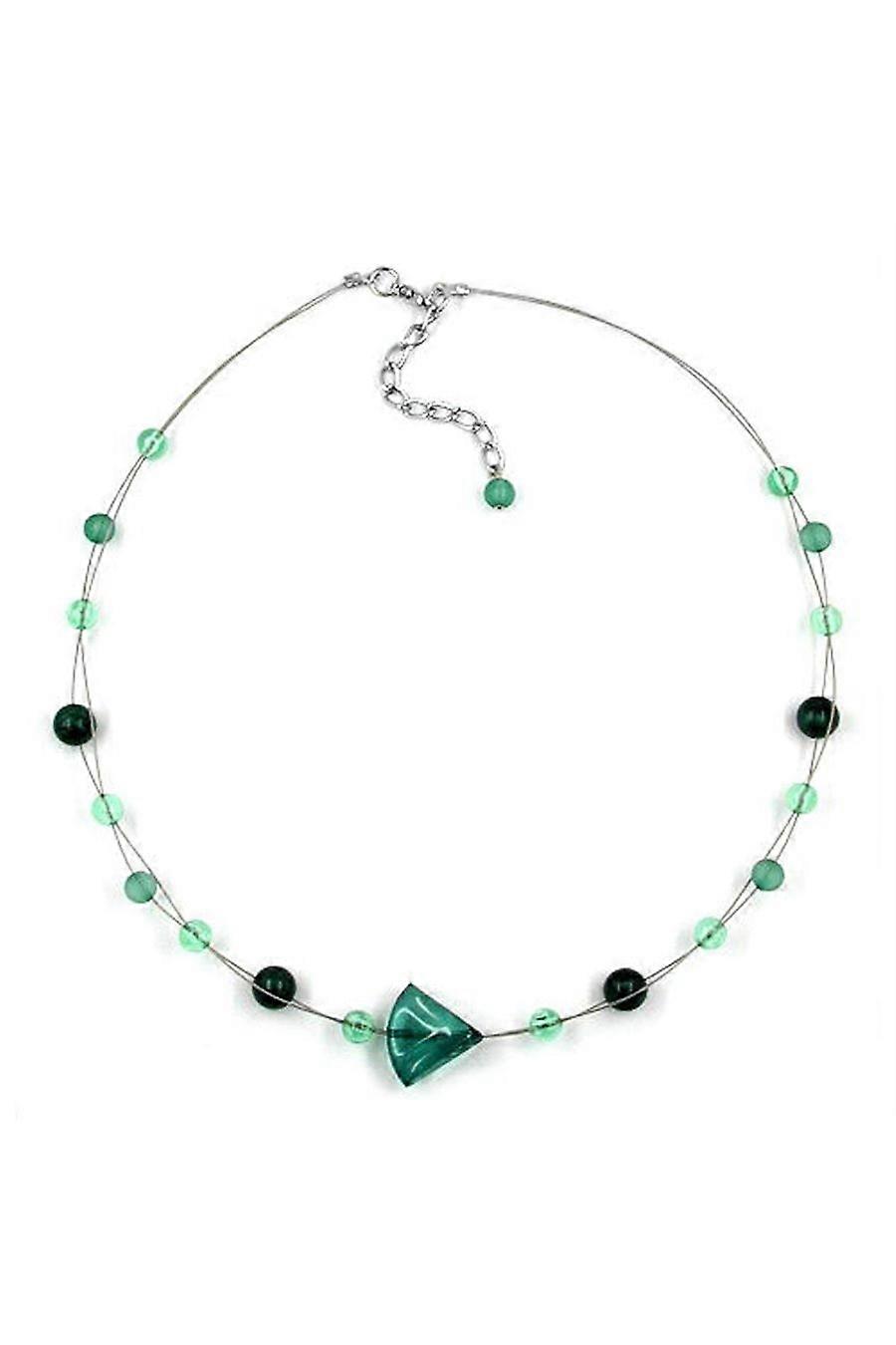 Necklace Green Beads Silver-coloured Chain - Gl01948