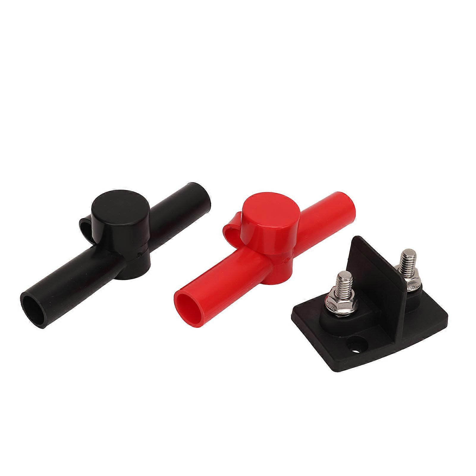 Dual Powerpost Cable Connectors 2 X M8 Stud Power Distribution Block with 2pcs Black Red Insulator for Cars Ships