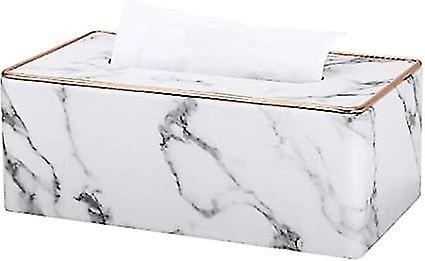 (Gray Marble Pattern) Rectangular PU Leather Tissue Box Holder Leather Tissue Holder Suitable for Ho