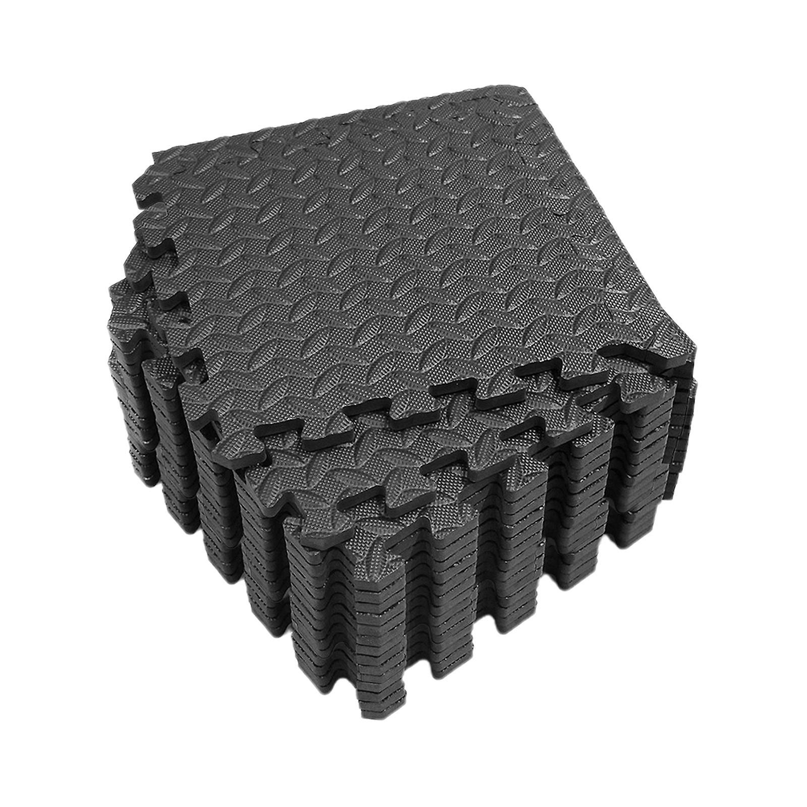 Floor Padding over Carpet Fitness Floor Tiles for Entertainment Activity Gym Black
