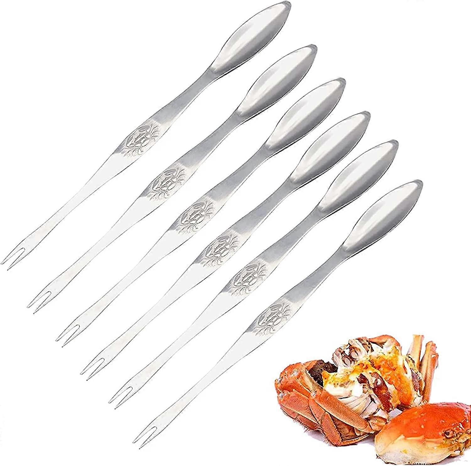 Set of 6 Seafood Forks Picks, Crab and Lobster Picking Tools Stainless Steel