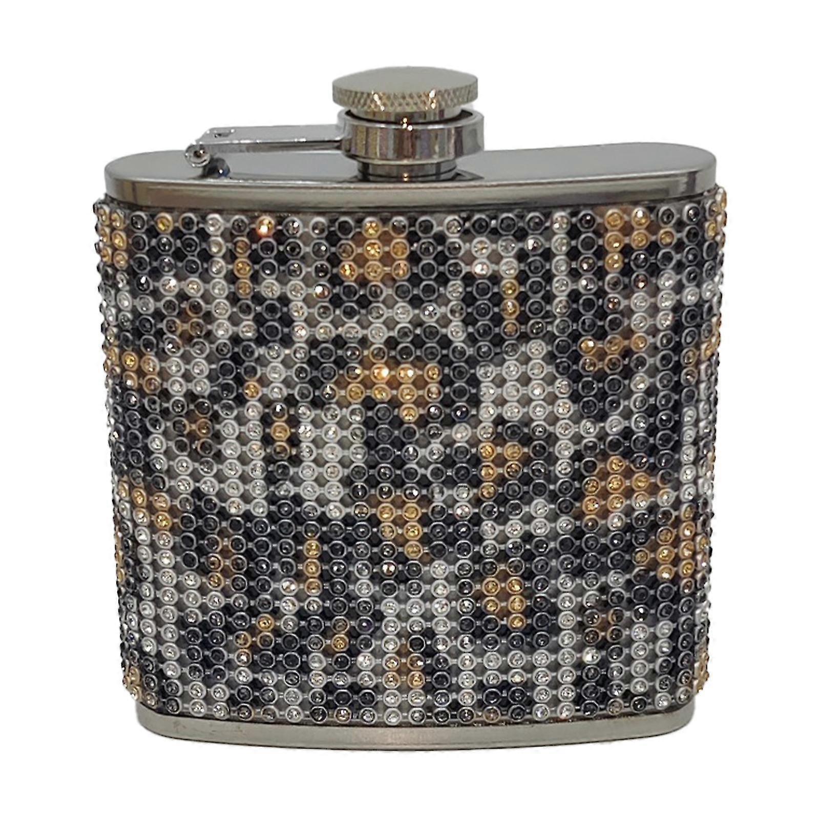 180ml Rhinestone Studded Hip Flask Leak-proof 304 Stainless Steel Reusable Anti-drop Wine Flask For Household