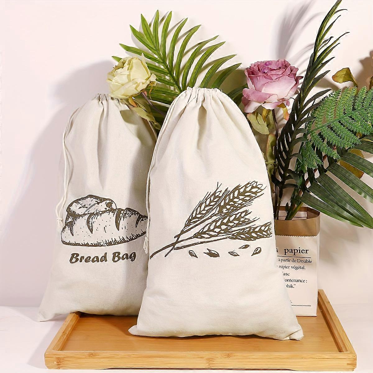 4個、リネン自家製パンバッグ、パンのための再利用可能な巾着パンバッグ、自家製職人のパン収納、食品保管のためのリネンバッグ、パーティー、キッチン