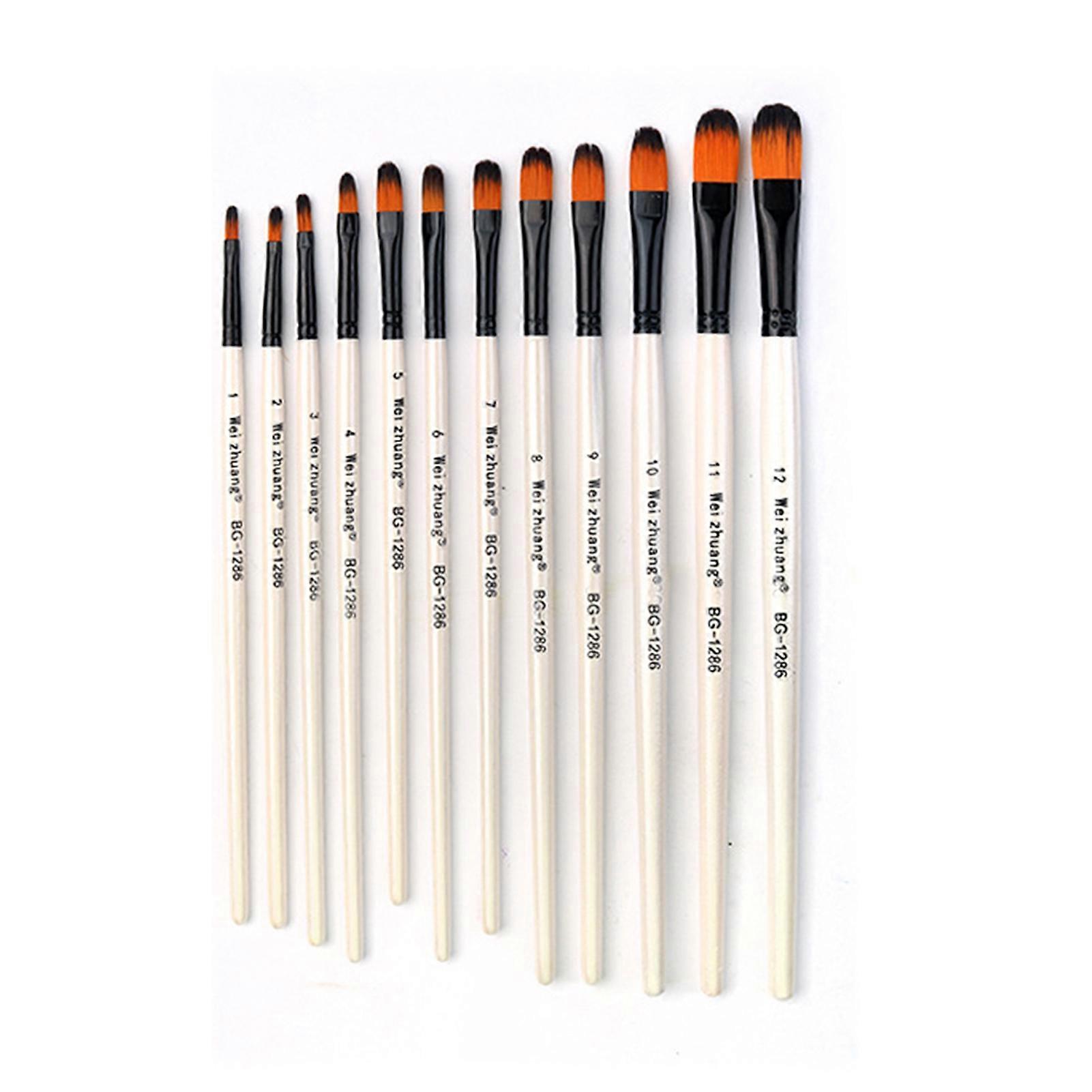 12Pcs Professional Painting Brush Set for Student Beginner Painter Soft Nylon Bristles Watercolor Brush 4 Different Brush Tips Ink Painting Tool for T