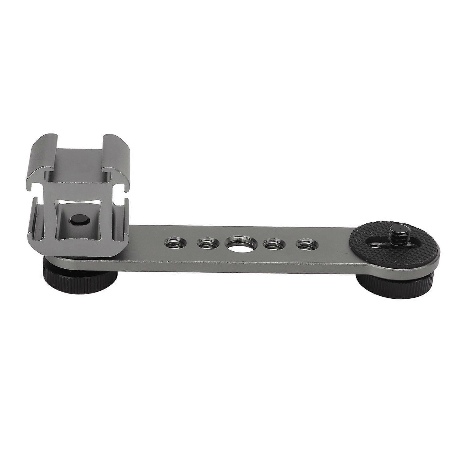Triple Cold Shoe Extension Bracket Aluminium Alloy Microphone Stand Mount Adapter For Tripod Monopod Stabilizer Dark Gray
