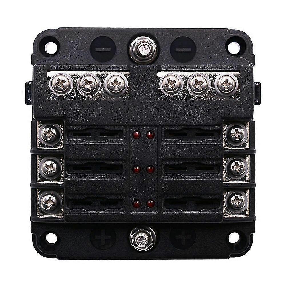 6 Way Block Fuse Box With Indicator Light Blade Fuse Holder Power Distribution Panel Board Fuse Block Holder For Car Truck Boat
