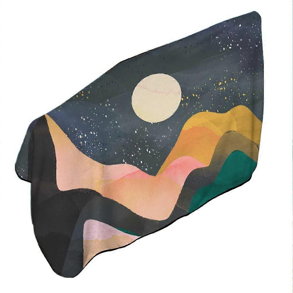 Artistic Mountains under a Full Moon Microfiber Beach Towel