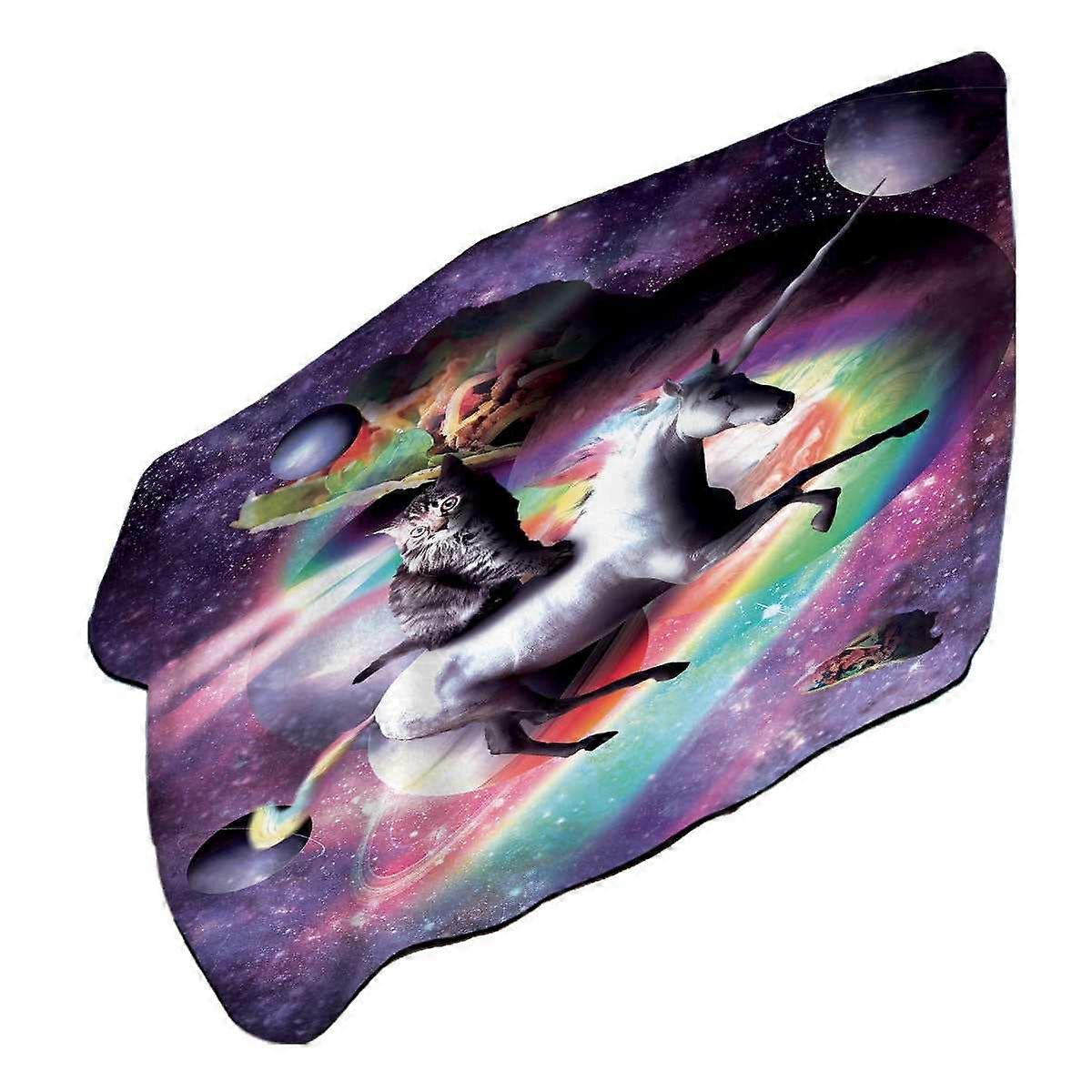 Crazy Funny Space Cat Riding Unicorn with Tacos and Rainbow Microfiber Beach Towel