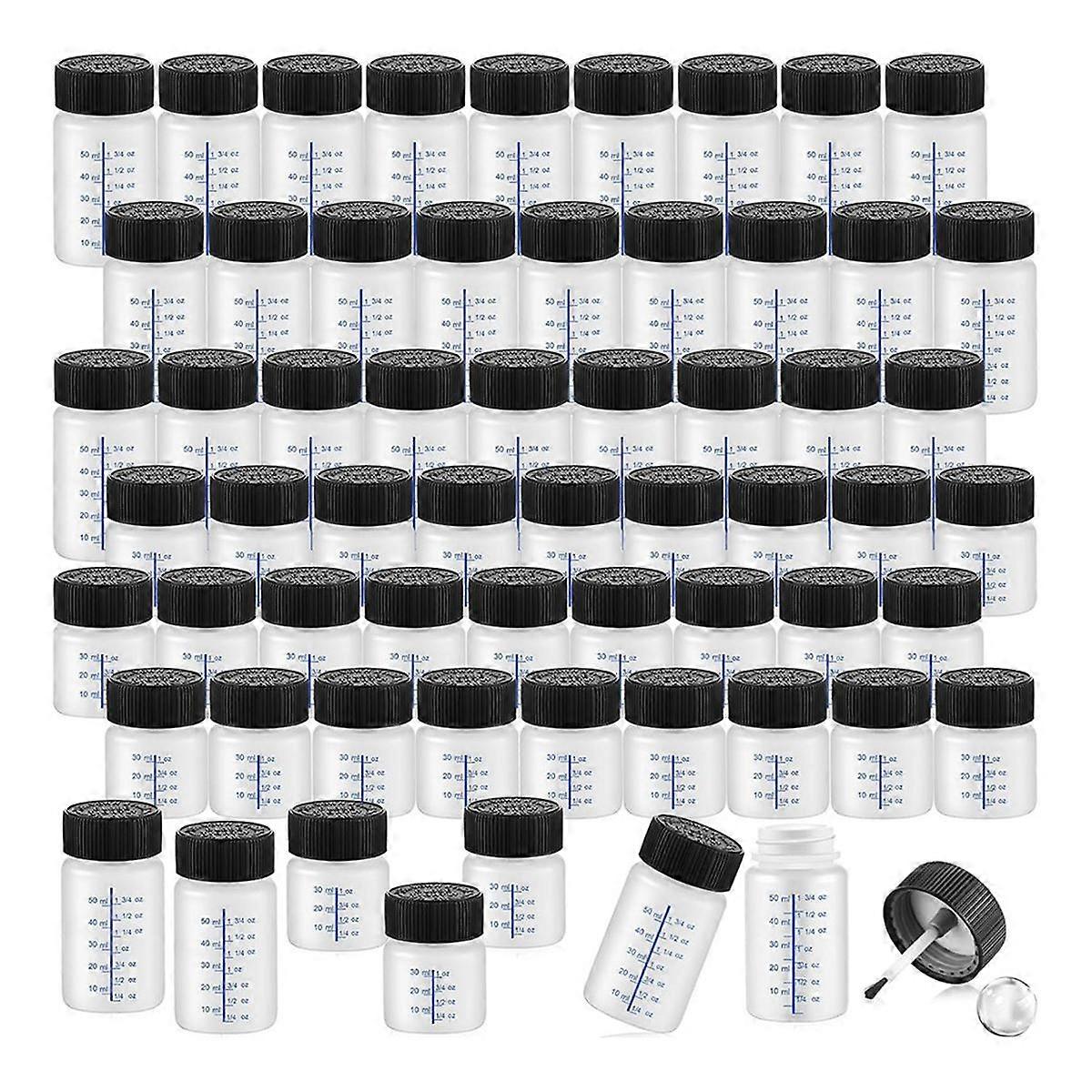 120Pcs Touch Up Paint Bottles with Applicator Brush and Lids 2 Oz and 1 Oz Liquid Capacity Plastic for Fixing Wall Stone